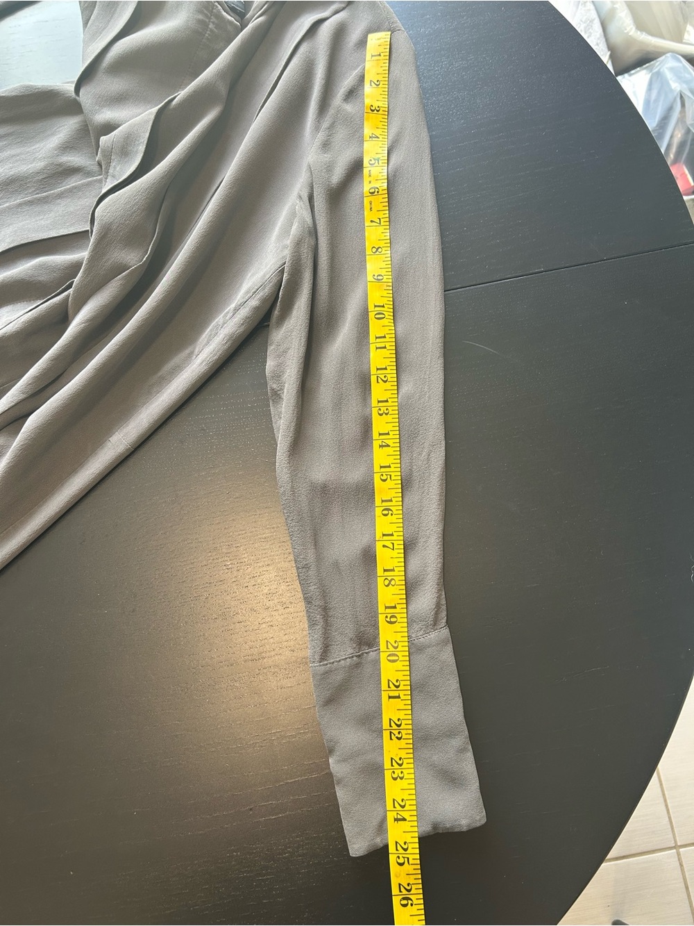 Club Monaco 100% Silk Olive Gray Tie Waist Shirt Dress Tunic - Size 8 - Picture 15 of 16